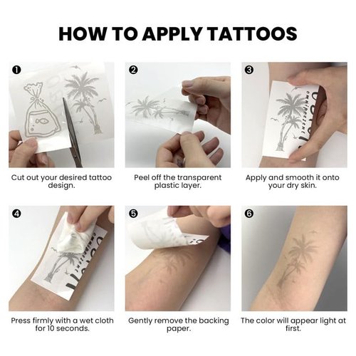 UBICA Semi Permanent Tattoo for Women, 2 Sheets Realistic Temporary Tattoos, Lasts 2 Weeks Fake Tattoos for Arm Wrist, Waterproof Non-Reflective (Ink Splatter Butterfly & Rose Rosary Cross Tattoo)