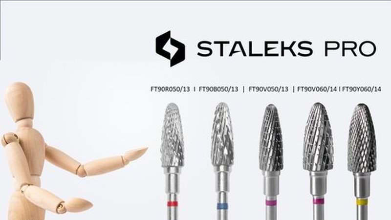 STALEKS PRO Expert Carbide Nail Drill bits 5 MM Working Part 13 MM Nail Tools for Russian Manicure, Nail Drill bit for Gel Nail Polish Removal FT90R050/13