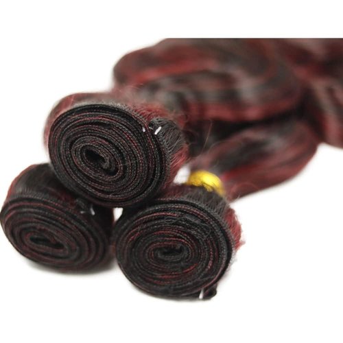 Burgundy Bundles Human Hair 08 10 12 Inch Deep Wave Human Hair Extensions 100% Unprocessed Soft Sewn Brazilian In Hair 3 Bundles P1B/99J Quick Weave Extensions for Women