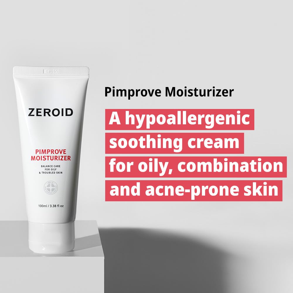 ZEROID | Pimprove Moisturizer Cream | Hyaluronic Acid Moisturizer Face Cream | Korean Face Lotion for Women and Men | Korean Skin Care | Skin Barrier Moisturizing Facial Care | 3.38 fl oz (100ml)