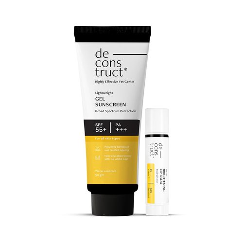 Deconstruct Glow Guard Duo - Brightening Lip Balm & SPF 50+ Gel Sunscreen | 4g + 50g | Perfect for All Skin Types
