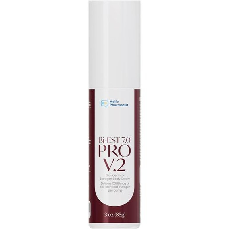 HelloPharmacist BiEst 7.0 PRO V2 Bioidentical Estrogen Cream for Women - 90 Pumps - Wild Yam Natural Estrogen Based Body Cream - 3oz