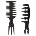 Skiennix Hair Comb Styling Set - Double-Sided Brushes & Afro Pick for African American Hair | 2-Piece Black Set