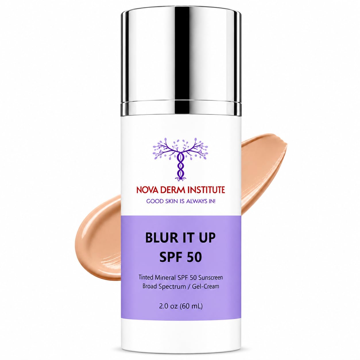 NOVA DERM Blur It Up SPF 50 Face Sunscreen Moisturizer with Zinc Oxide, Daily Face Moisturizer with SPF, Sunscreen for Dry Skin Made in USA (1.7 fl oz)