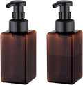 UUJOLY Foaming Soap Dispenser - 450ml Refillable Pump Bottle for Liquid Soap & Shampoo | Amber (2 Pcs)