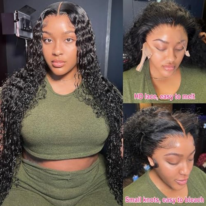 AskWish 30 Inch Lace Front Wig Human Hair Pre Plucked 13x4 Transparent HD Lace Frontal Wigs Human Hair Deep Wave Lace Front Wigs Human Hair 180% Density Curly Wigs for Black Women