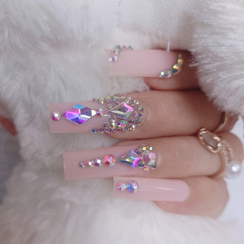 ZYBUXY luxury coffin fake nails,24pcs Nude press on nails Full Cover Acrylic Nails for Women and Girls False Nails