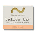 fierce nature Multi-Use Pure Tallow Bar | Organic & Natural Moisturising Bar for Face, Body, Hands & Hair | Non-Toxic Skincare Essential (Sweet Orange)