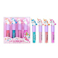 M&U MAKE YOU UP 4pc Unicorn Lip Gloss Stick for Girls- Party Favors Glossy Lip Set with Magic Topper, Girls Birthday Gift, Princess Theme Gift (4 Pack) - Non Toxic