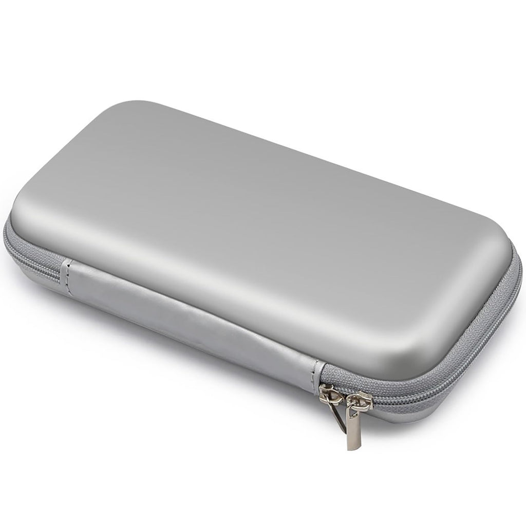 iMangoo Travel Essential Electronics Organizer Pouch Charger Case, Shockproof Dual Zipper Power Bank Cables Tech Accessories Purse, Men & Women Travel Must Have Storage Bag, 6.5x3.2x1 inch Silver