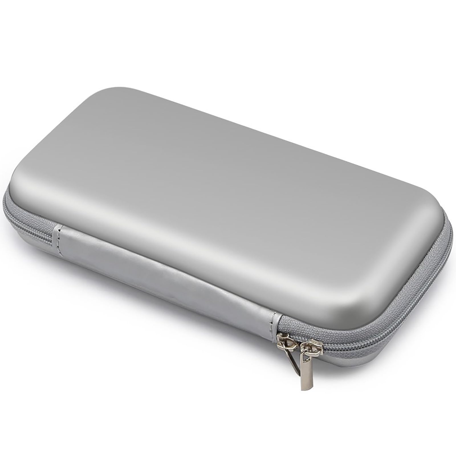 iMangoo Travel Essential Electronics Organizer Pouch Charger Case, Shockproof Dual Zipper Power Bank Cables Tech Accessories Purse, Men & Women Travel Must Have Storage Bag, 6.5x3.2x1 inch Silver