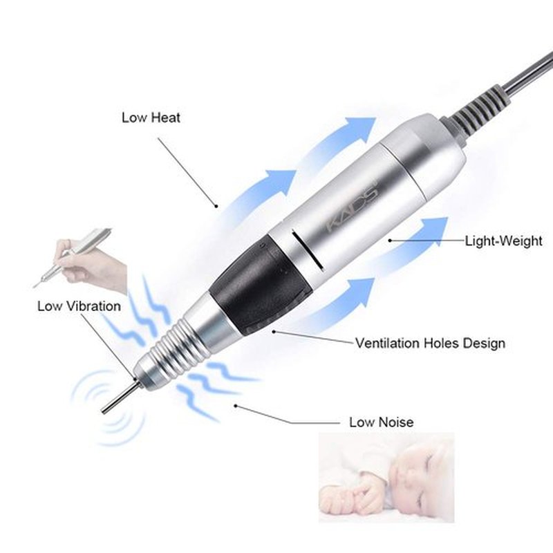KADS 300-35000RPM Electric Nail Drill Machine Set Low Noise Vibration for Acrylic Nail Drill Gel Art Remover Pedicure Tool Glazing Polisher Polishing Grinder