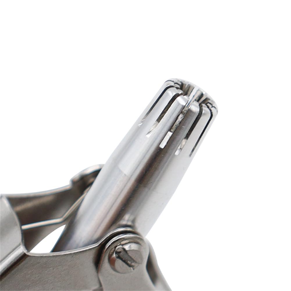 WELANGBN Manual Nose Hair Trimmer for Man & Woman,Trimmer for Nose,Ear,Moustache and Whiskers Hair,Waterproof,Stainless Steel with Brush,Nasal Clippers，Comes with a Cleaning Brush, Silver
