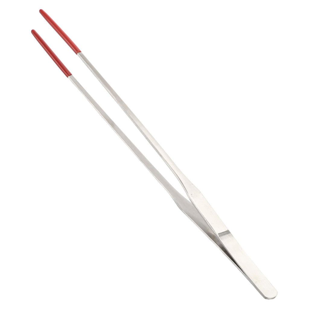 CAPASTEC Reptile Feeding Tongs, Stainless Steel Lizard Feeding Tongs, Aquarium Straight Feeding Tweezers for Reptiles with Rubber Tip, Terrarium Feeding Tongs for Gecko, 10.63" Length, Red