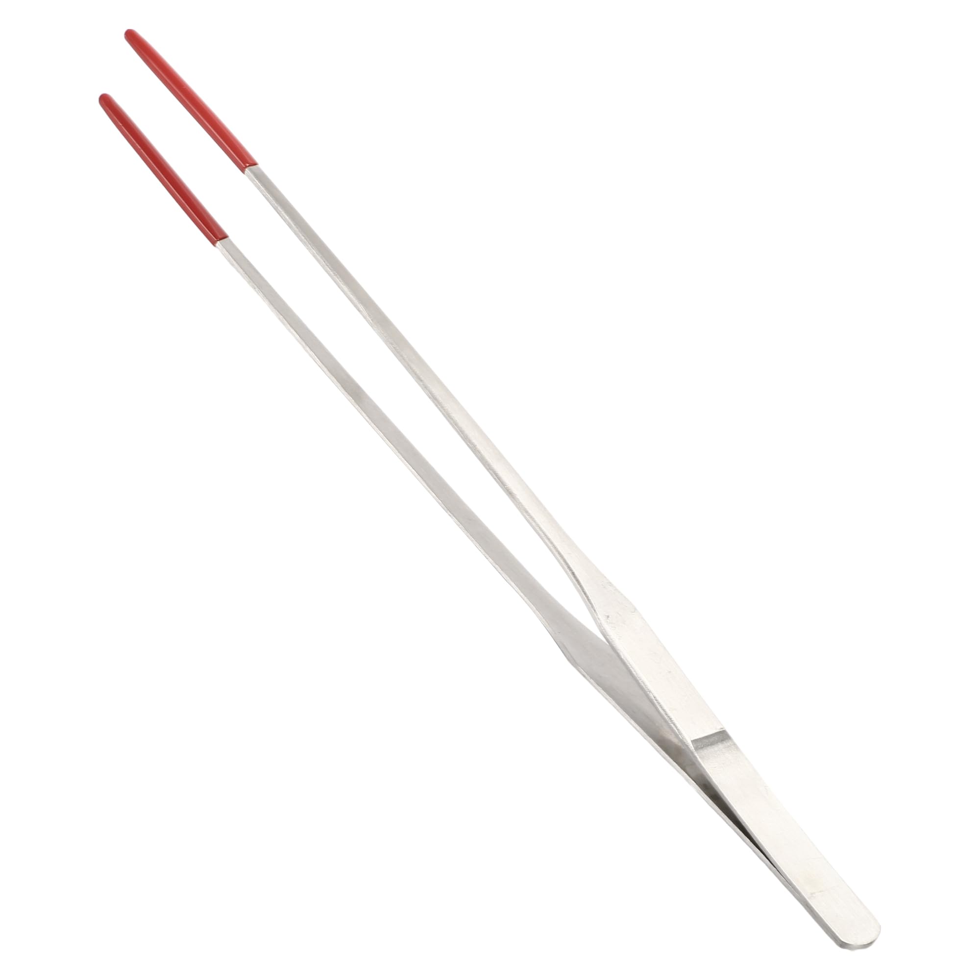 CAPASTEC Reptile Feeding Tongs, Stainless Steel Lizard Feeding Tongs, Aquarium Straight Feeding Tweezers for Reptiles with Rubber Tip, Terrarium Feeding Tongs for Gecko, 10.63" Length, Red