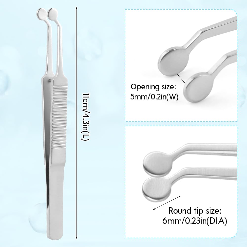 Meibomian Gland Expressor, Stainless Steel Round Tip Tweezers, Professional Non Slip Forceps Eyelid Massage Tweezers Eyelid Gland Care for MG Issue Dry Eyes - Easy to Use
