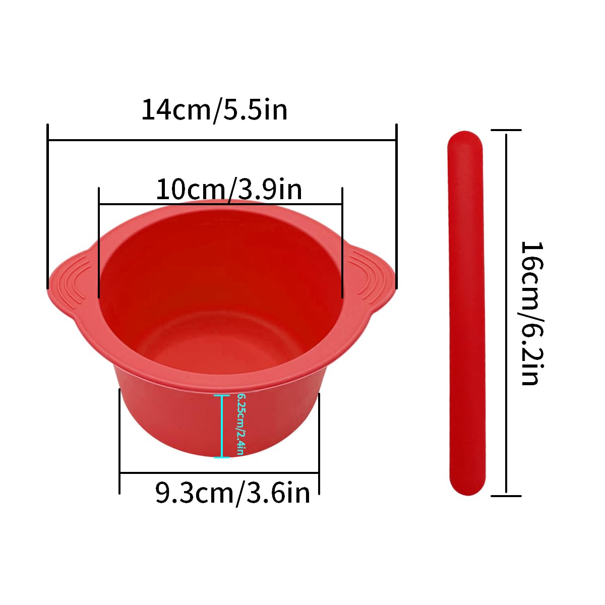 Silicone Wax Bowl with Replacement Liner for Hair Removal, Non-Stick Wax Pot with Spatula Sticks (Red)