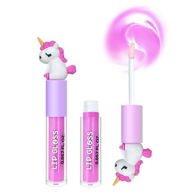M&U MAKE YOU UP 4pc Unicorn Lip Gloss Stick for Girls- Party Favors Glossy Lip Set with Magic Topper, Girls Birthday Gift, Princess Theme Gift (4 Pack) - Non Toxic