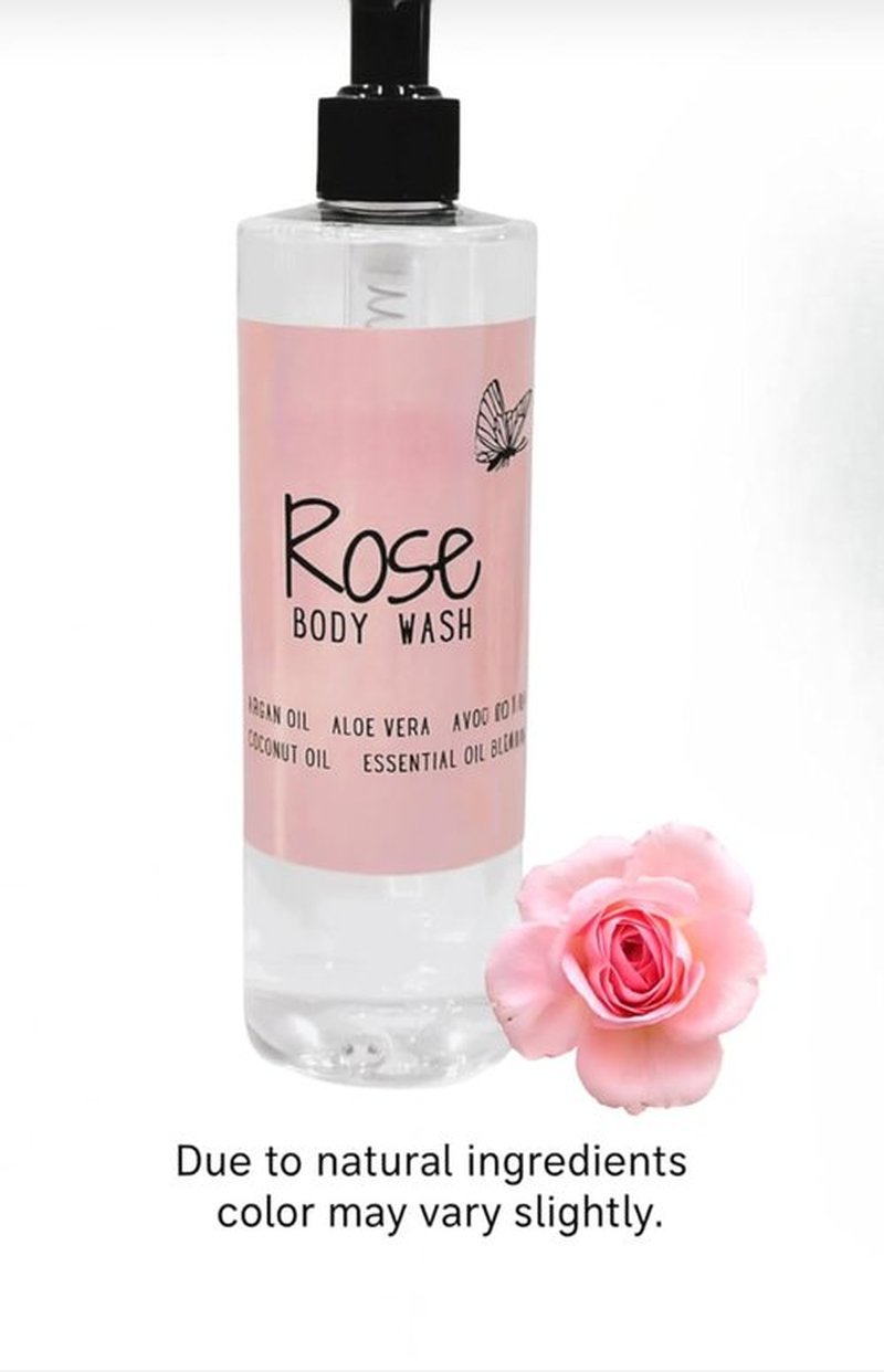 ROSE Natural Body Wash - Hydrating & Gentle Cleanser for Dry/Sensitive Skin | 16oz, Sulfate & Dye Free