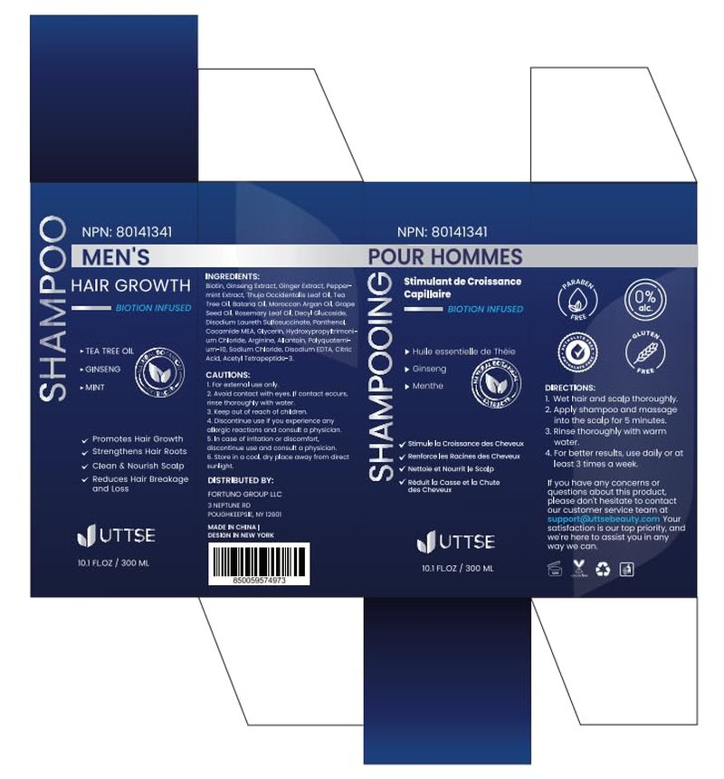Uttse Biotion Hair Growth Shampoo for Men: Natural Thickening Shampoo with Tea Tree Oil Ginseng Mint for Hair Loss and Thinning Hair - 10.1 fl.oz, Dark Blue