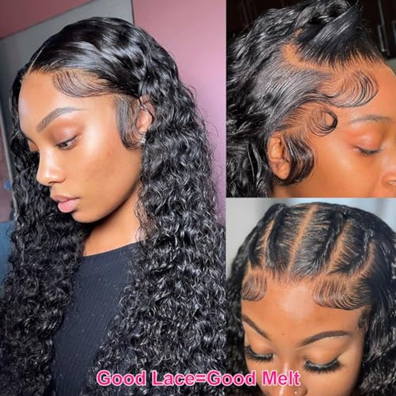 AskWish 30 Inch Lace Front Wig Human Hair Pre Plucked 13x4 Transparent HD Lace Frontal Wigs Human Hair Deep Wave Lace Front Wigs Human Hair 180% Density Curly Wigs for Black Women