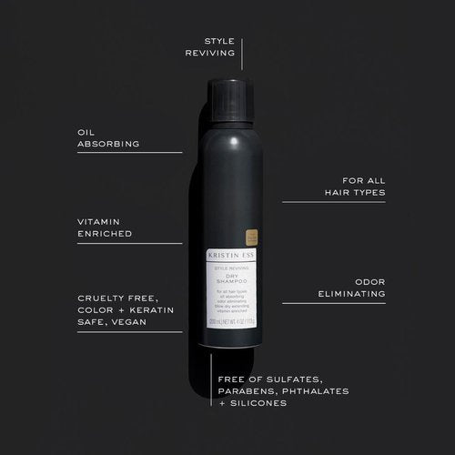 Kristin Ess Hair Dry Styling Set - Vitamin C Dry Shampoo Powder & Light Hold Texturizing Spray - Volumizing, Oil Absorbing & Shine Enhancing for Dark, Brunette & Blonde Hair - Sulfate Free