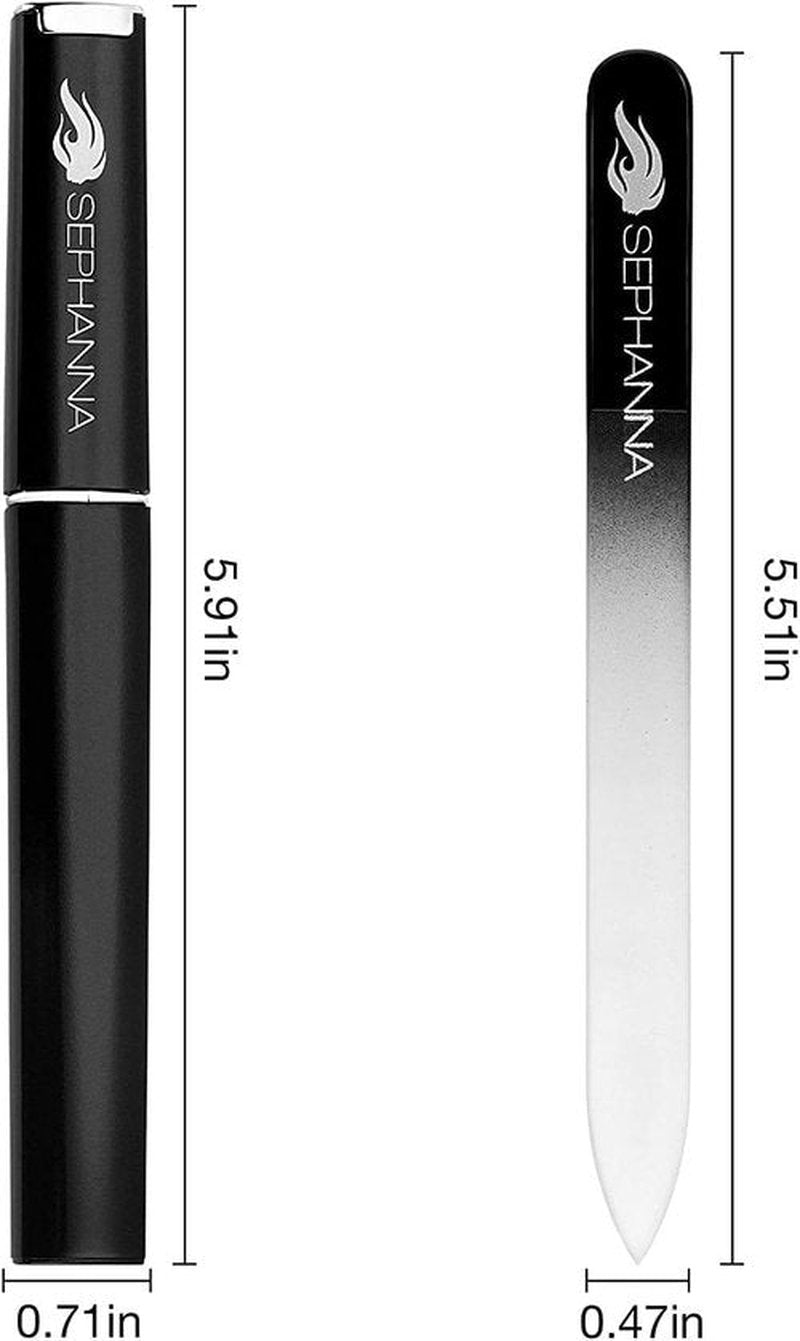 Skiennix Premium Crystal Glass Nail File - Professional Double-Sided for Natural & Acrylic Nails | Portable Case Included (Black, Blue & Pink)