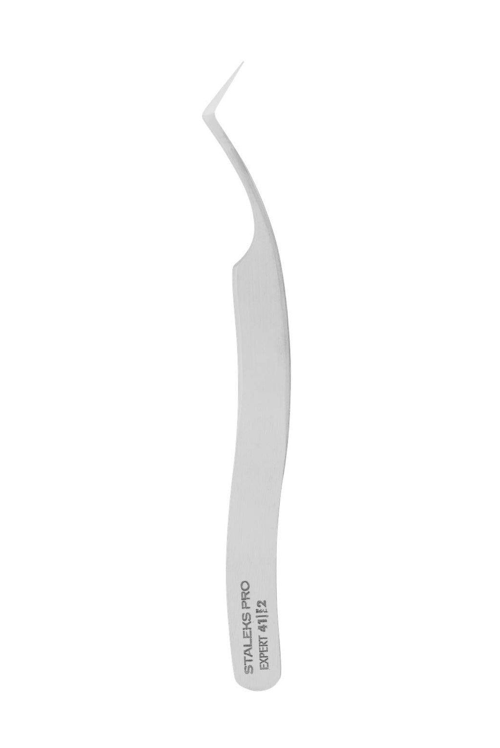 STALEKS PRO Expert 41 Type 2 Professional Eyelash Tweezers (L-Shaped 40°) – Stainless Steel for 2D-8D Volume Lash Extensions & Enhanced Visibility