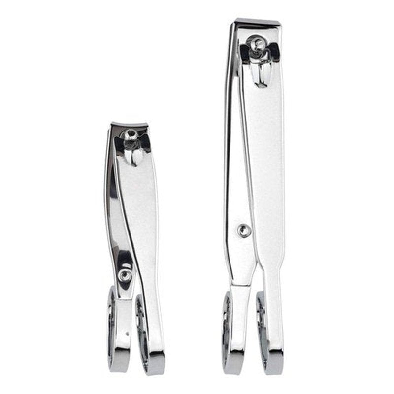 KRISMYA Nail Clippers,EZ Grip Nail Clipper Set,Carbon Steel Fingernail and Toenail Clippers for Seniors Long handle with Metal Case for Women and Man - Set of 2 (Small and Large)