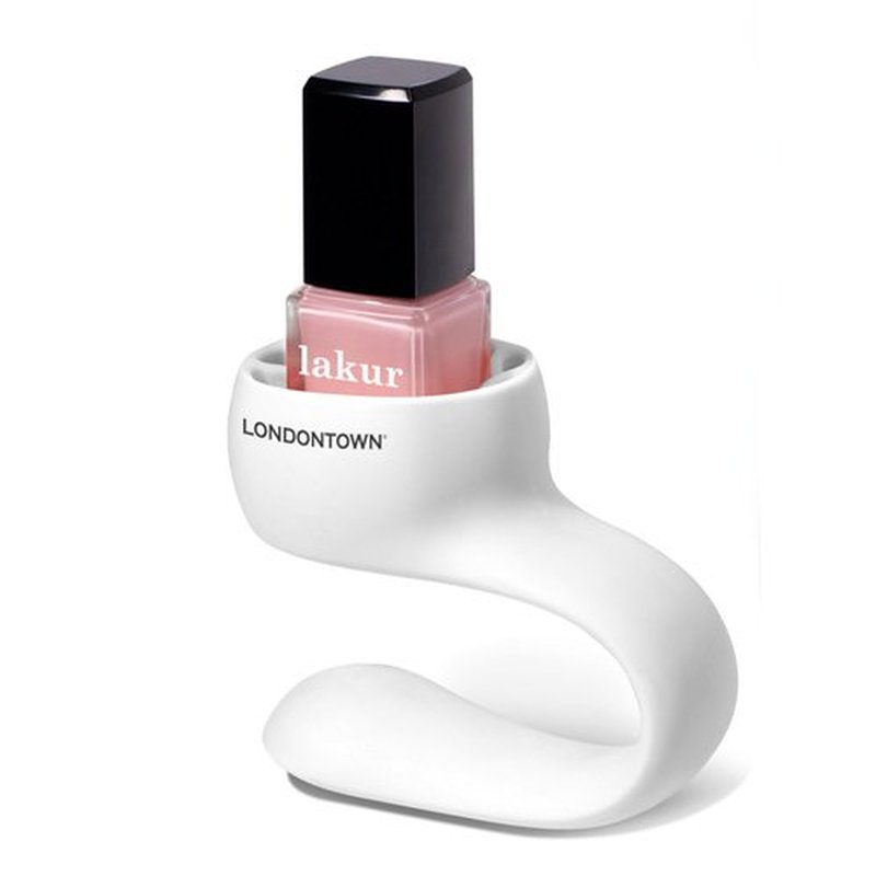 LONDONTOWN Portable Nail Polish Bottle Holder Soft Adjustable Wearable Anti-Spill Grip Fingernail Painting Tool, Manicure and Pedicure Accessory, White