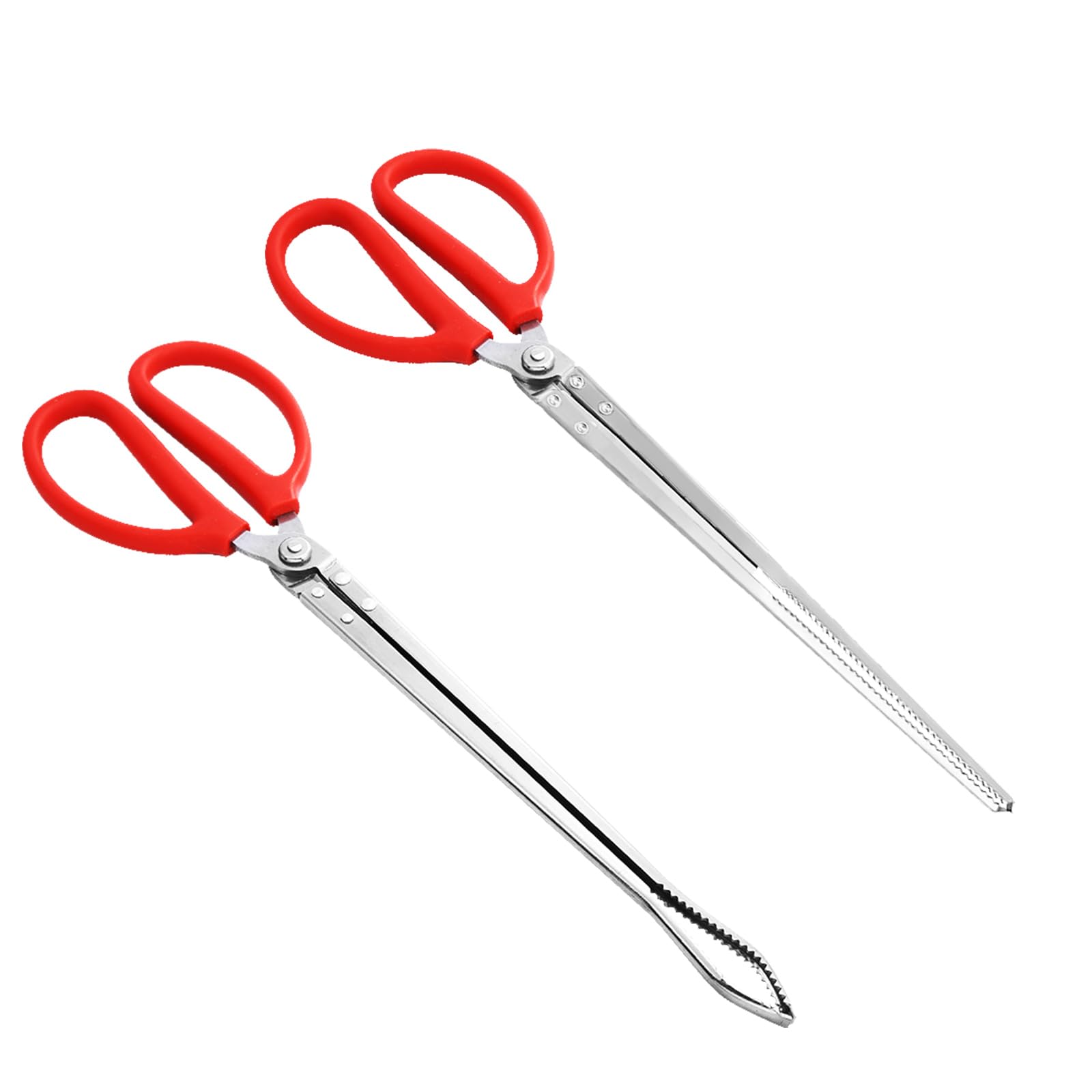 Pankousa 2PCS Reptile Feeding Tongs, Extended Stainless Steel Snake Feeding Tongs, Straight and Curved Feeding Tong, can be used for Snakes, Reptiles, Bathtubs, Aquarium Terrarium Supplies（15 "）