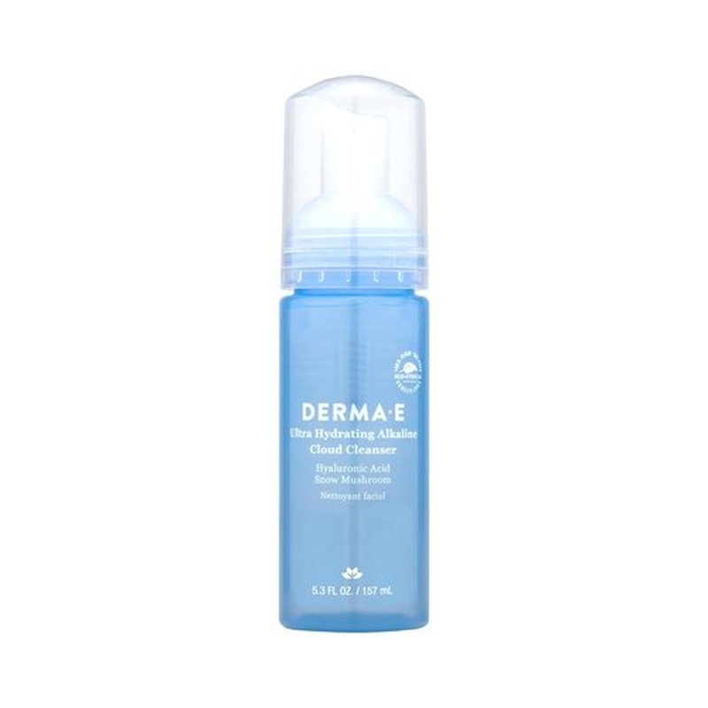 Derma E Ultra Hydrating Cloud Cleanser - Gentle Foaming Face Wash with Hyaluronic Acid | Vegan, 5.3 Oz