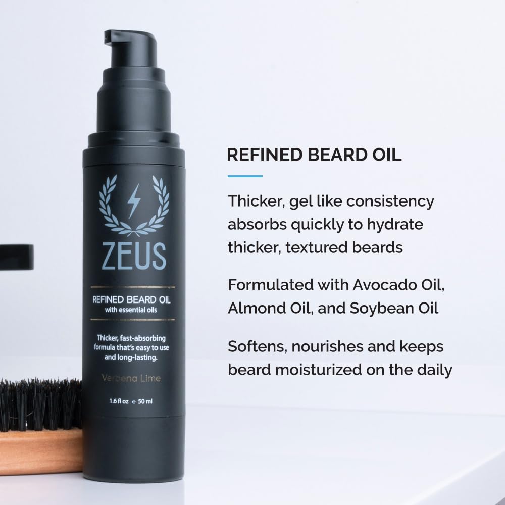 ZEUS Thick Beard Care Starter Kit for Men (Made in USA) Sandalwood