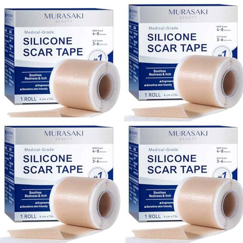 MURASAKI BEAUTY Silicone Scar Tape & Sheets – Removal on Keloids, Burns, Abrasion, C-Section, And Surgical Scars – Safe For Adults And Children – 1.6"X 60" Roll-4 X 1.5M(Pack of 1) (1.6X60inch)