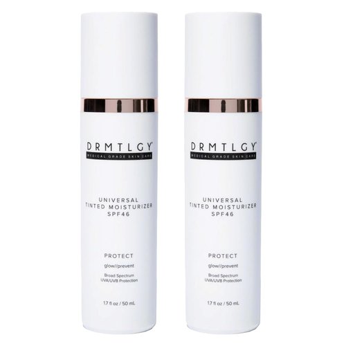 DRMTLGY Anti-Aging Tinted Moisturizer - SPF 46 Light Coverage Face Sunscreen | Universal Tint, 1.7 oz (2 Pack)