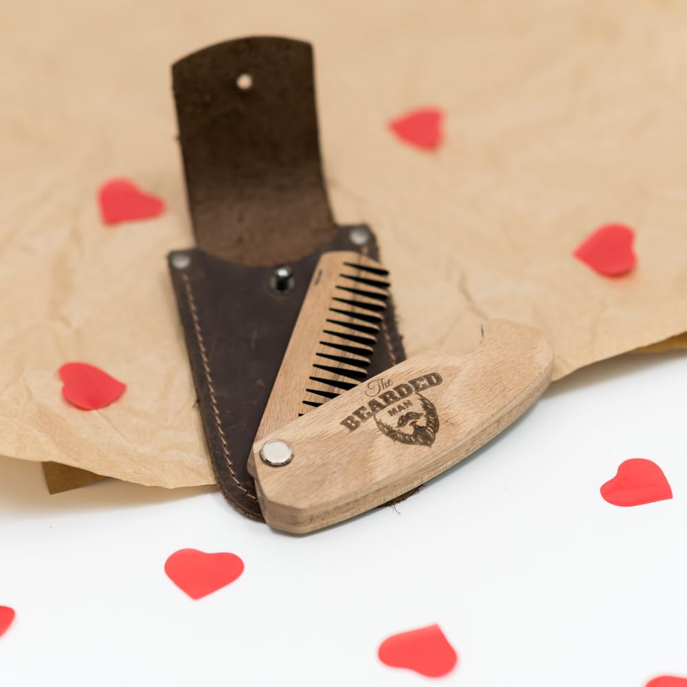 Engraved Wooden Beard Comb for Men (The Bearded Man)