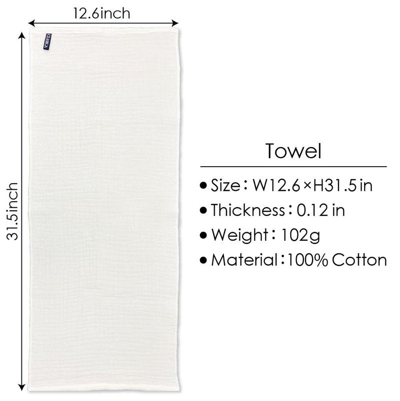Ultra Soft Gauze Towels YAWARA 100% Cotton Premium Japanese Towel Low Friction 31.5 x 12.6 inches