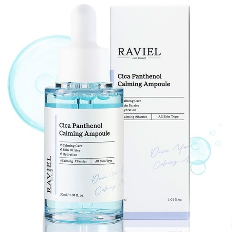 RAVIEL Cica Calming Ampoule – Soothing & Hydrating Serum with Panthenol and 5X Exosome Complex for Sensitive, Troubled Skin, Korean Skincare,30ml 1.01 fl oz