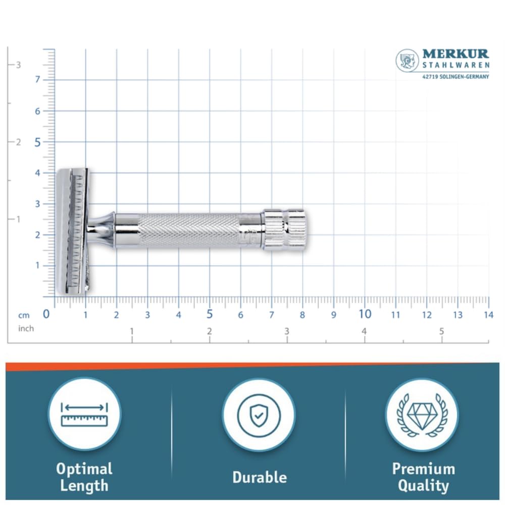 MERKUR 37C Double Edge Safety Razor | Slant Bar Design - Standard Handle | Made in Germany | Plastic-Free | Two Piece Design