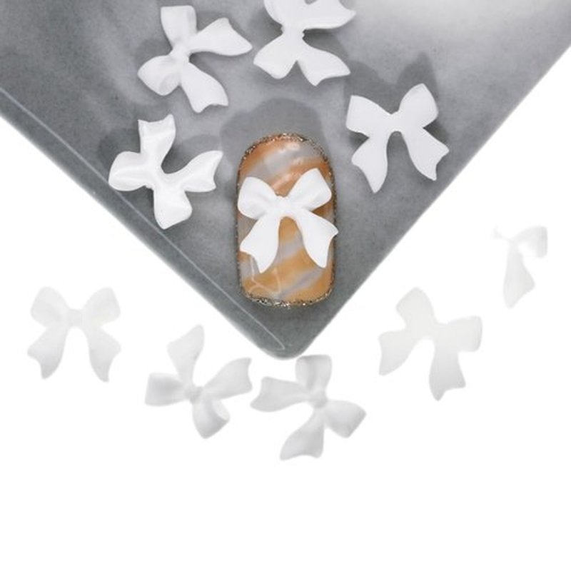 200Pcs Bow Nail Charms for Nails Accessories - White Bow-Knot for Nails Design Nail Art Supplies for Women Girls Nail Art Charms Nails Accessories Professional