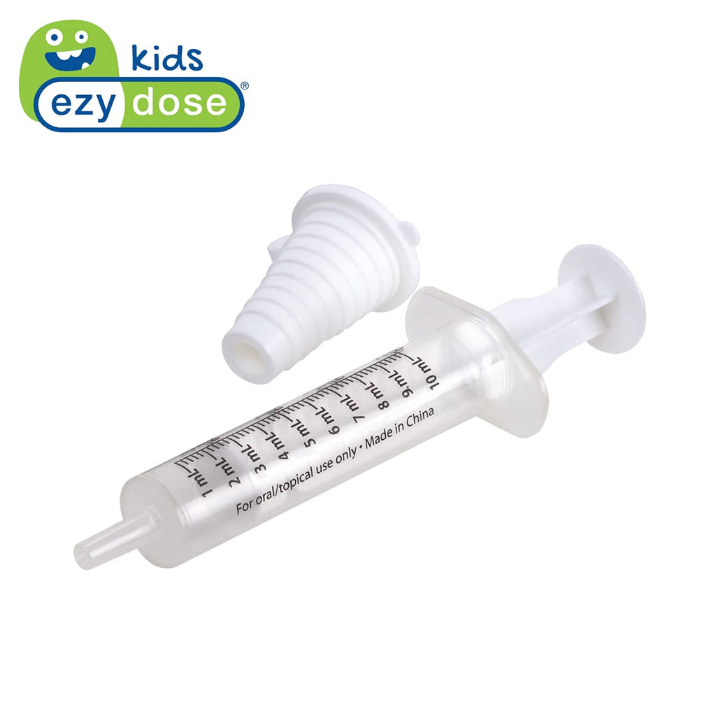 EZY DOSE Kids Baby Oral Syringe & Dispenser Calibrated for Liquid Medicine, Reduce Mess and Spills, Easy Way to Orally Administer Medication, 10 mL/2 TSP, Includes Bottle Adapter, Clear, BPA Free