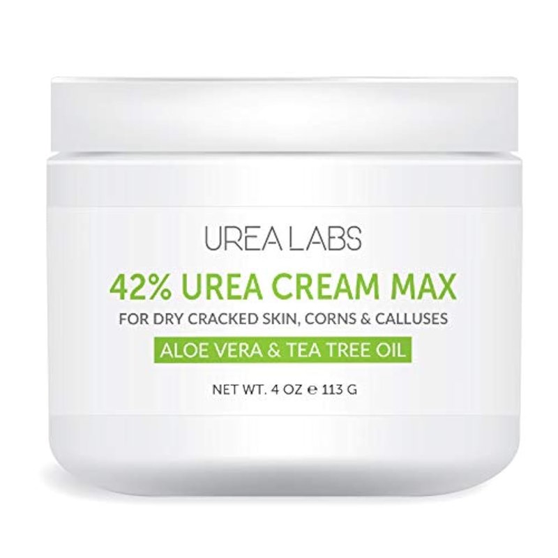 UREA LABS 42% Urea Cream with Tea Tree Oil and Aloe Vera for Dry Feet Cracked Heels Callus Removal and Rough Skin Deep Hydrating Exfoliating Foot and Skin Repair Moisturizer 4 oz