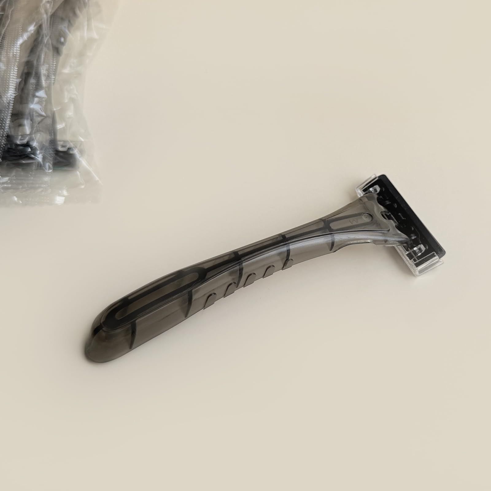 Disposable 3 Blades Razors Bulk, Travel Size Individually Wrapped Manual Razors with Stainless Steel Blade (Grey) (50)