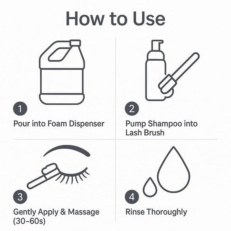 ISLA & FONTANE Lash Shampoo Bulk – Pura White 64 fl oz | Gentle Eyelash Shampoo for Extensions | Lash Foam Cleanser | Oil-Free Lash Bath for Home & Salon Use