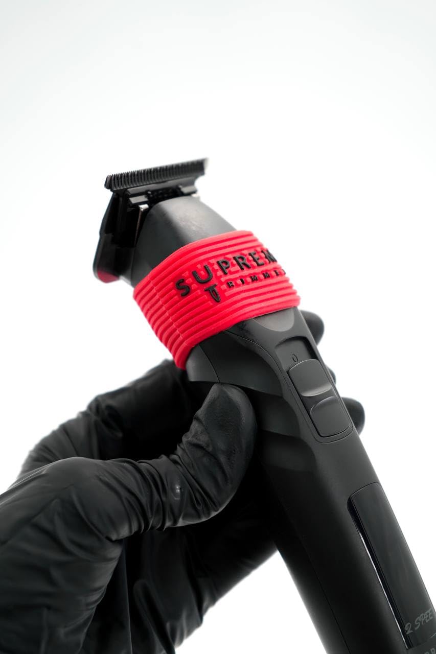 Clipper Grip SGR50 Professional Barber Grippers by Supreme Trimmer | 5 Piece Non-Slip Clipper Grips, Barber Sleeve for Clipper, Trimmer & Shaver | Red