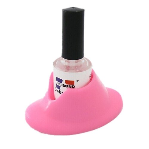 GBSTORE 4 Pcs Anti-spill Nail Polish Bottle Stand Soft Rubber Nail Polish Bottle Holder Nail Art Manicure Tools for Nail Organizer Display (White and Pink)