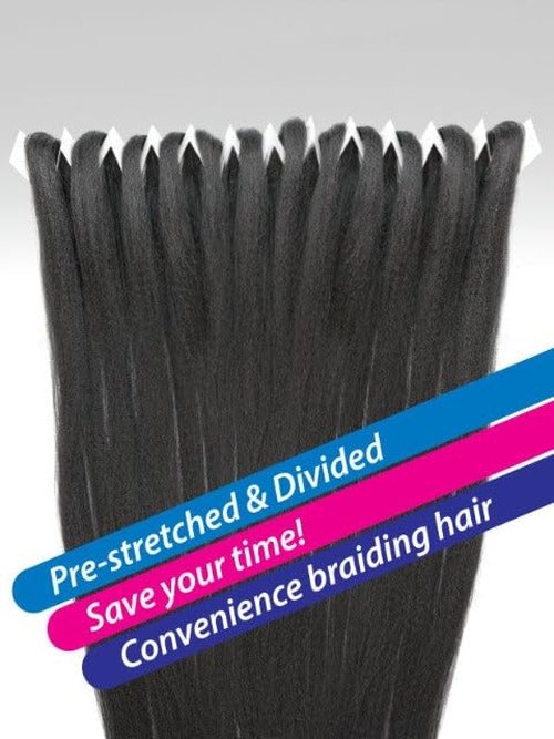 MULTI-PACK DEAL 3PACK! Janet Collection Nala Tress 3X EZ SPLIT Pre-Sectioned Pre-Stretched Braid Knotless Extremely light weight 36Inch 9Bundles (36”, COLOR #1B)