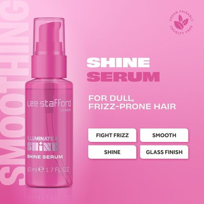 Lee Stafford Shine Hair Serum - Illuminate & Smooth Dull Strands | Anti-Frizz Styling Oil, 1.7 Fl Oz
