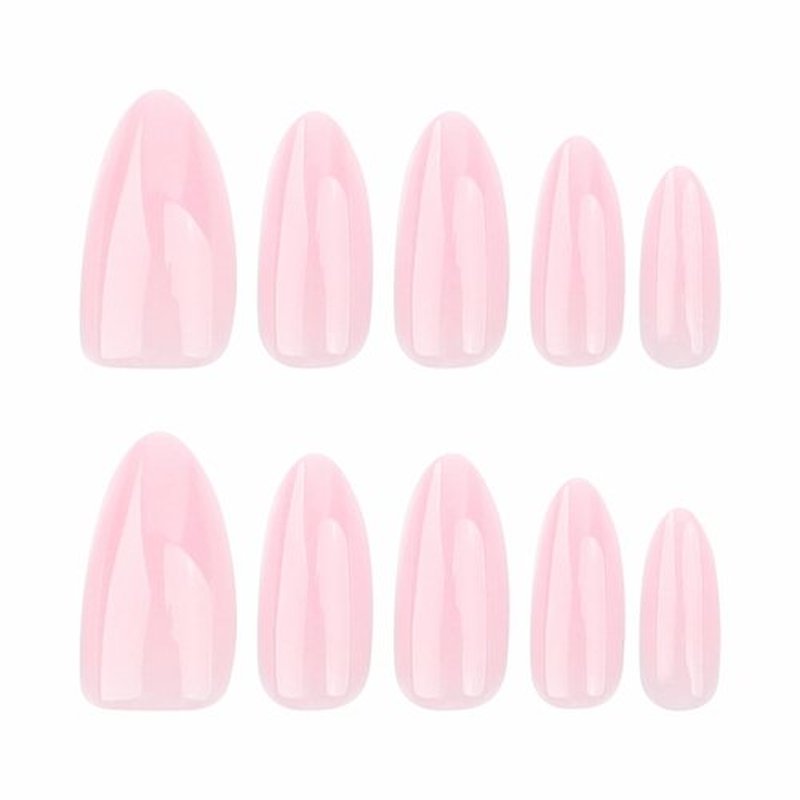 Fomkrio Solid Light Pink Short Press On Nails Almond Acrylic Daily Minimalism Spring Summer Fake False Nails for Women Girls, 15 Sizes - 30Pcs Manicure Nail Kit