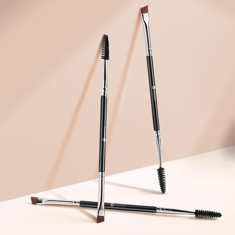 KINGMAS Eyebrow Brush - Professional Duo Angled Spoolie for Lining & Shaping Brows | Black